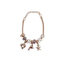 Pulseira Berloque Prateada E Dourada Feminina De Pedras Pulseira Berloque Prateada E Dourada Feminina De Pedras