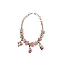 Pulseira Berloque Prateada E Dourada Feminina De Pedras