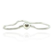 Pulseira Berloqueira Fecho Coração Prata Legitima 925