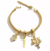 Pulseira Berloques Direito Placa Advogada Folheado Ouro 18k