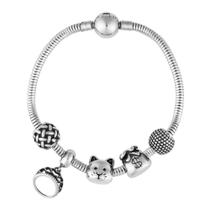 Pulseira Berloques Lucky Coleção Steel Dreams de Aço.