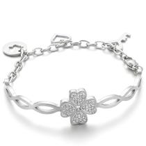 Pulseira Berloques Pingentes Patuá Antonella Trevo Aço Inox