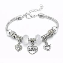 Pulseira Berloques Pingentes Prata Life Coracao Desenhos Cor Pulseira Berloques Pingentes Prata Life Coracao Desenhos Cor
