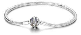 Pulseira Berloques Prata 925 Fecho Forever Cravejado