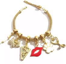 Pulseira Berloques Veterinária Folheado a Ouro 18k Pulseira Berloques Veterinária Folheado a Ouro 18k