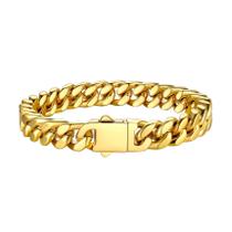 Pulseira Bestyle preenchida com ouro 18K com correntes cubanas de Miami de 19 cm