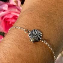 Pulseira Bloquinho Concha Prata Legítima 925 Pulseira Bloquinho Concha Prata Legítima 925