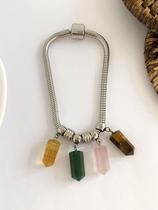Pulseira Boas Energias Com 4 Berloques de Cristais Naturais