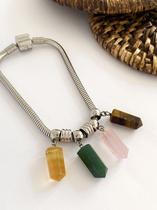 Pulseira Boas Energias Com 4 Berloques de Cristais Naturais