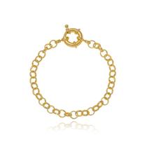 Pulseira Boca Santa Semijoias Elo Português Ouro Amarelo