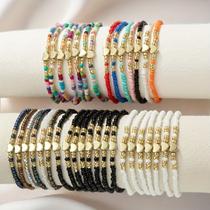 Pulseira Boêmio com Miçangas Coloridas e Coração Presente Perfeito para Festas