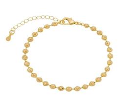 Pulseira Bolas Intercaladas Trabalhadas Banhada em Ouro 18K