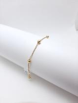 Pulseira Bolas Ouro 18k Corrente Elo Português Feminina 18 cm