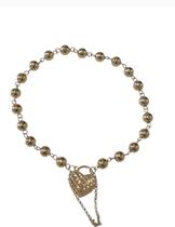 Pulseira bolinha com fecho coração cadeado ouro 18k amarelo.Rosangela lima joias