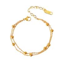Pulseira Bolinha Delicada Aço Titânio Ouro 18k