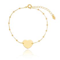 Pulseira Bolinhas com Coração de Semijoia Pulseira Bolinhas com Coração de Semijoia