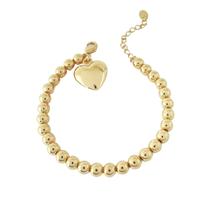 Pulseira Bolinhas com Pingente Coração Banhada a Ouro Pulseira Bolinhas com Pingente Coração Banhada a Ouro