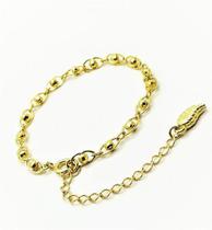Pulseira Bolinhas Diamantadas Banho De Ouro 18k 2164