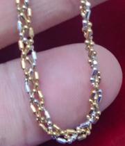 Pulseira Bolinhas duas Cores Ouro 18 Kilastes 3.50 Gramas 20 Cm 3 mm Oca