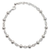 Pulseira Bolinhas Lisas e Elos Banhada a Prata