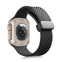 Pulseira Borracha Fecho Magnetico Carbono Para Apple Watch - Baú do Viking