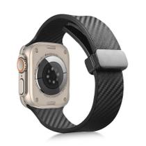 Pulseira Borracha Fecho Magnetico Carbono Para Apple Watch
