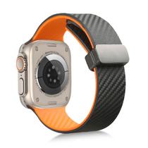 Pulseira Borracha Fecho Magnetico Carbono Para Apple Watch