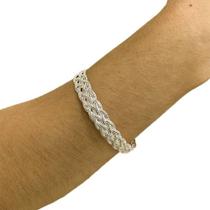 Pulseira Bracelete 6 Fios Trançada Folheada Prata 925 Pulseira Bracelete 6 Fios Trançada Folheada Prata 925