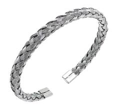 Pulseira Bracelete Aço Inox Entrelaçada Ajustável Unissex