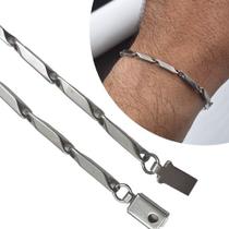 Pulseira Bracelete Aço Inox Prata 17 A 21cm Vários Modelos