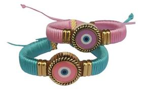 Pulseira Bracelete Artesanal Linha Olho Grego Ajustável Pulseira Bracelete Artesanal Linha Olho Grego Ajustável