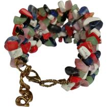 Pulseira Bracelete Artesanal Pedra Cascalho Colorido