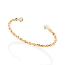 Pulseira bracelete banhado ouro 3x 24k 18k e 22k feminino rommanel aro torcido zircônias nas pontas 552130