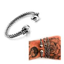 Pulseira Bracelete Caveira Aço Inoxidável Crânios Motorcycle Punk Rock N Roll Ajustável