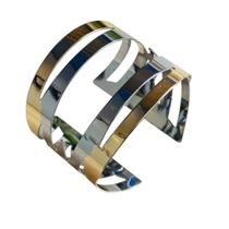 Pulseira Bracelete com Faixas Dourada e Prata