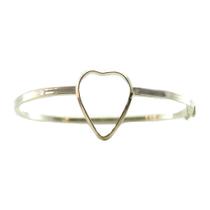 Pulseira Bracelete Coração Vazado Prata Legítima 925