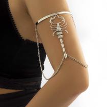 Pulseira Bracelete de Braço Prateada Noiva Festas Luxo