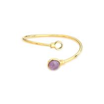 Pulseira Bracelete de Pedra Natural Cabochão Ametista folheada a ouro 18k Pulseira Bracelete de Pedra Natural Cabochão Ametista folheada a ouro 18k