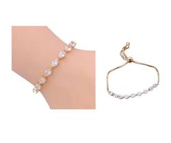 Pulseira Bracelete Dourada Com Zircônia Noiva Debutante Gota