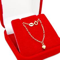 Pulseira Bracelete Em Ouro 10k Com Berloque Pingente Coração