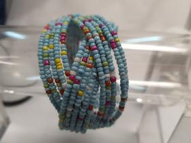 pulseira bracelete entrelaçado com pedrinhas azul claro