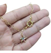 Pulseira Bracelete Estrela Do Mar Coração Boia F. Ouro 18k Pulseira Bracelete Estrela Do Mar Coração Boia F. Ouro 18k