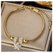 Pulseira Bracelete Estrela Feminino Banhado a Ouro 18k