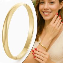Pulseira Bracelete Feminina Banhado Ouro Redondo Semijoia
