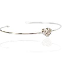Pulseira bracelete feminina coração cravejado ródio branco Pulseira bracelete feminina coração cravejado ródio branco