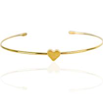 Pulseira bracelete feminina coração liso banhado a ouro 18k