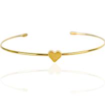 Pulseira bracelete feminina coração liso banhado a ouro 18k