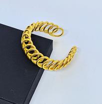Pulseira Bracelete Feminina elo Geométrica grossa vazado Folheado a Ouro Dourado Prata Luxo Acessório Feminino