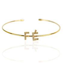 Pulseira bracelete feminina fé cravejado banhada a ouro 18k