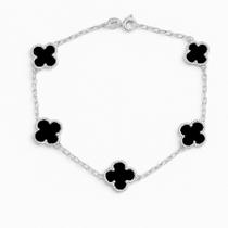 Pulseira Bracelete Feminina Flor Trevo Madri Perola Prata
